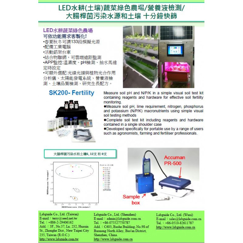 LED水耕(土壤)蔬菜綠色農場/營養液檢測/ 大腸桿菌污染水源和土壤 十分鐘快篩