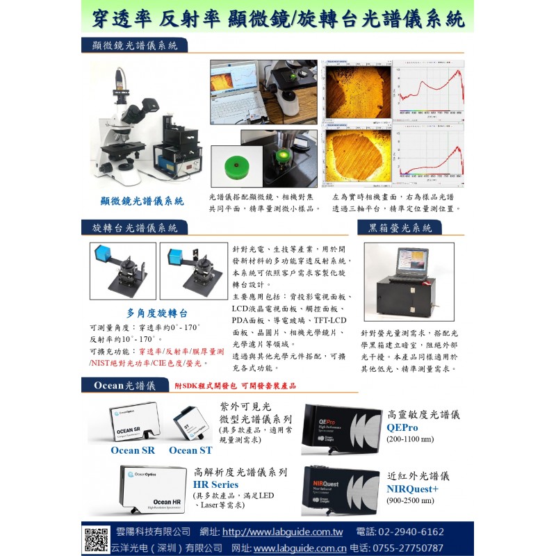 穿透率 反射率 顯微鏡&旋轉台光譜儀系統